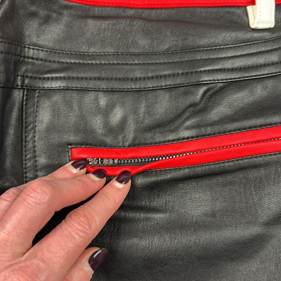 NWT FREE PEOPLE - We The Free - Colour Block Rebel Moto Racing Vegan Pants - Picture 5 of 12